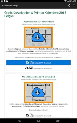 Belgian Holidays Calendar android App screenshot 1