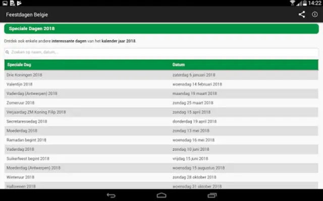 Belgian Holidays Calendar android App screenshot 8